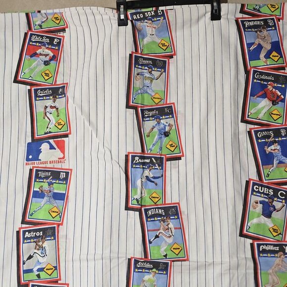 Vintage Baseball Cards Flat Bedsheet Twin Size 92" x 66" 80s 90s MLB Collectors - Picture 2 of 11
